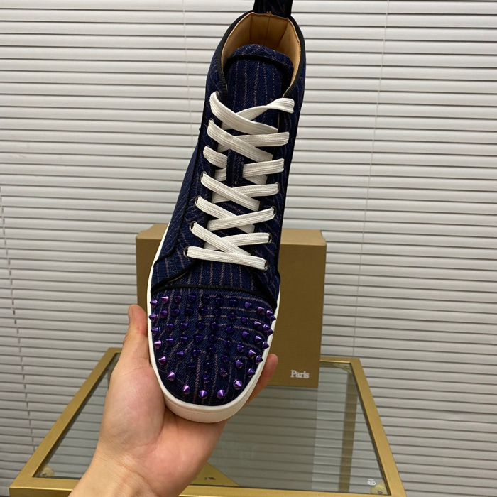 Christian Louboutin Louis Spikes High-Top Sneaker Size 36-46  5-Color