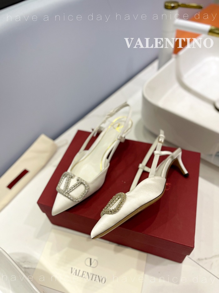 Valentino Vlogo Signature Satin Slingback Pumps Size 35-41 6-Color