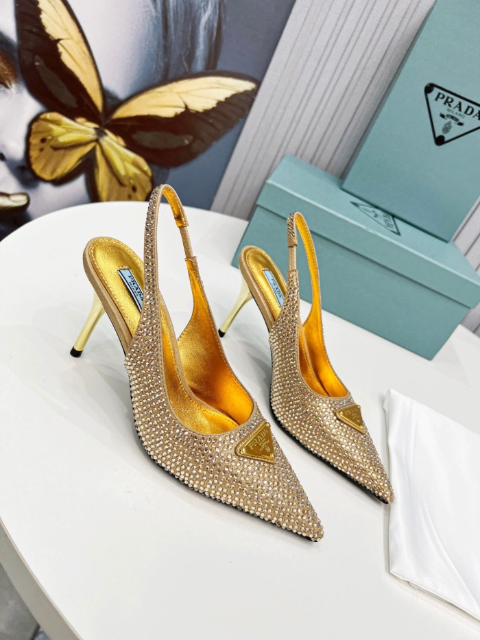 Prada Brushed Leather Slingback Pumps Size 35-41 3-Color