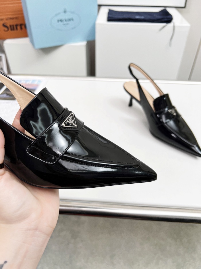 Prada Brushed Leather Slingback Pumps Size 35-41 3-Color