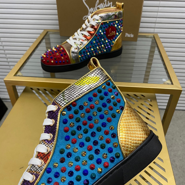 Christian Louboutin Louis Spikes High-Top Sneaker Size 36-46 10-Color