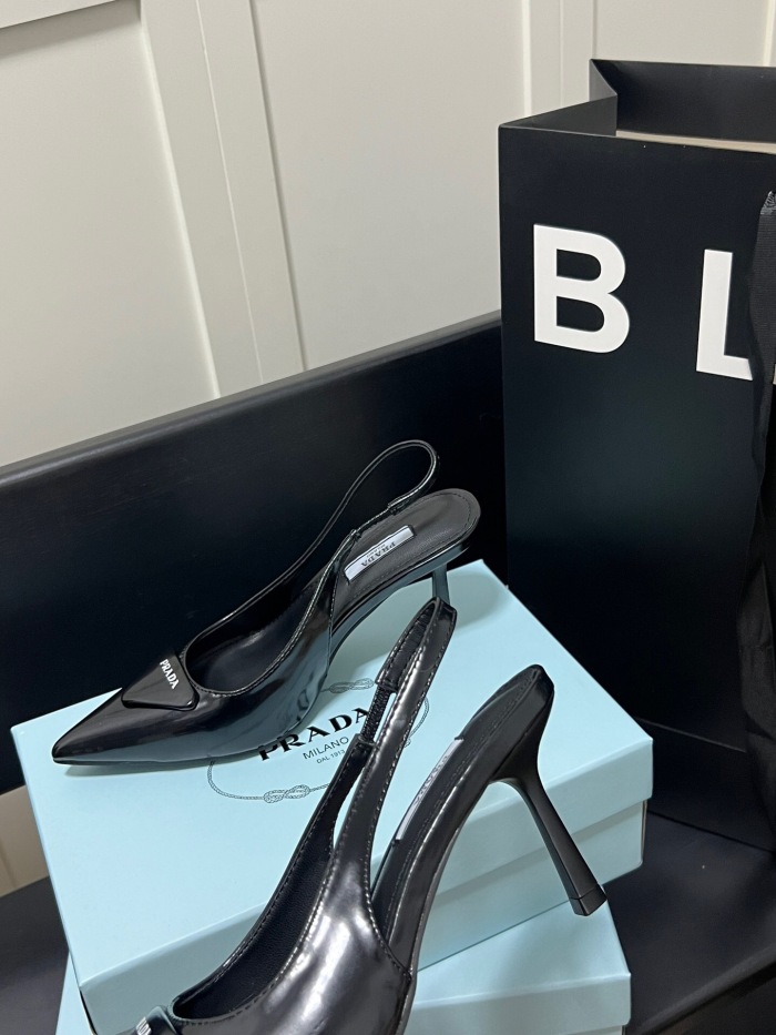 Prada Brushed Leather Slingback Pumps Size 35-41 3-Color