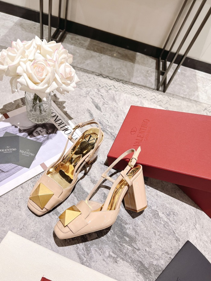 Valentino One Stud Patent Leather Slingback Pumps Size 35-41 4-Color
