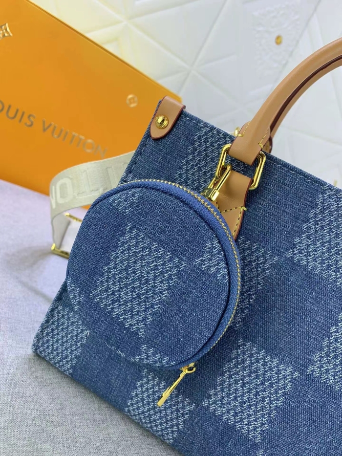 Louis Vuitton Monogram Reverse Giant Toron Denim Cowboy  Women Shopping Bags 25*19*11.5cm