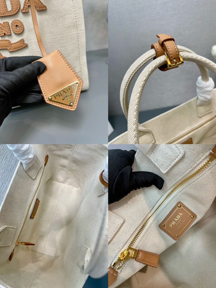 Prada 1BG474 Medium linen blend tote Bag Size 31*25*14cm