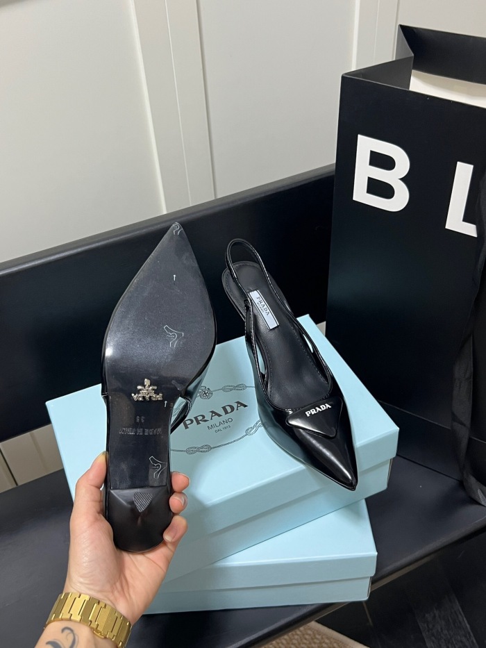 Prada Brushed Leather Slingback Pumps Size 35-41 3-Color