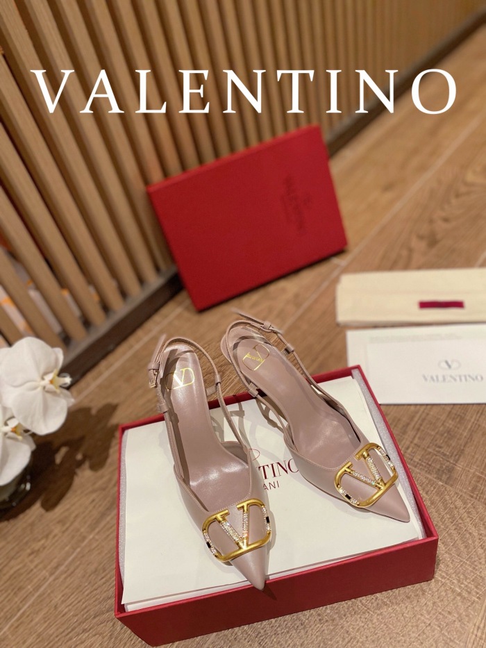 Valentino Vlogo Signature Satin Slingback Pumps Size 35-41 4-Color