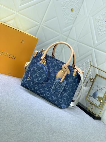 Louis Vuitton M46373 OnTheGo Monogram Reverse Giant Denim Cowboy  Shoulder Bags Size 25*19*11.5cm