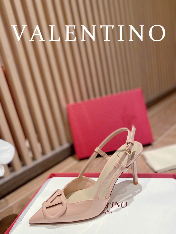 Valentino Vlogo Signature Patent Leather Slingback Pumps Size 35-41 4-Color