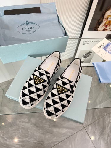 Prada 2024 Women Embroidered fabric slip-on Shoes Loafers Size 36-41