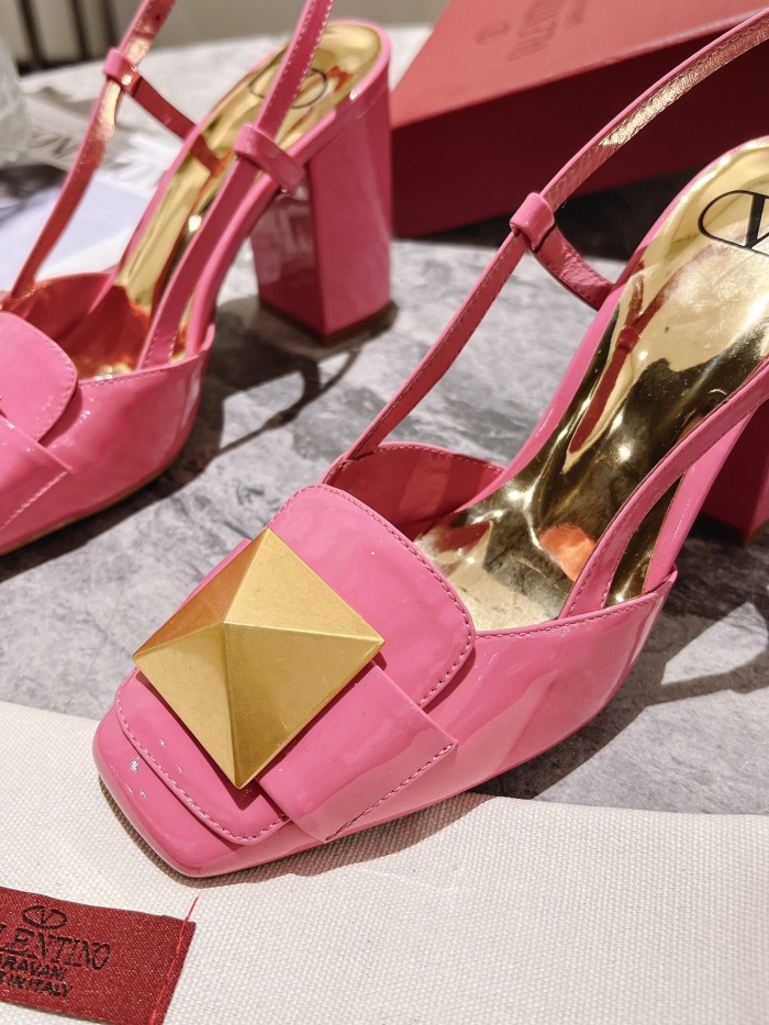Valentino One Stud Patent Leather Slingback Pumps Size 35-41 4-Color