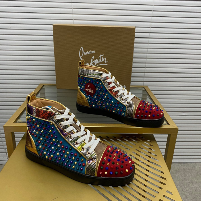 Christian Louboutin Louis Spikes High-Top Sneaker Size 36-46 10-Color