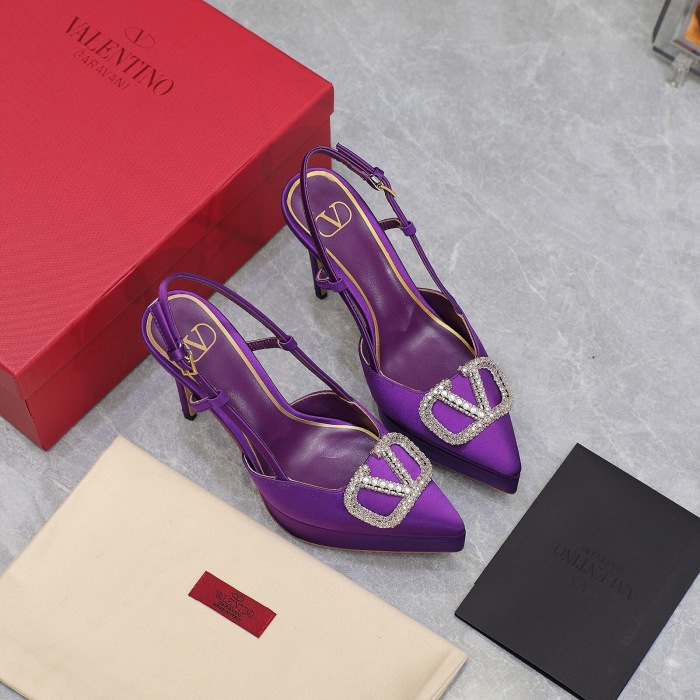 Valentino Vlogo Signature Satin Slingback Platform Size 35-41 5-Color