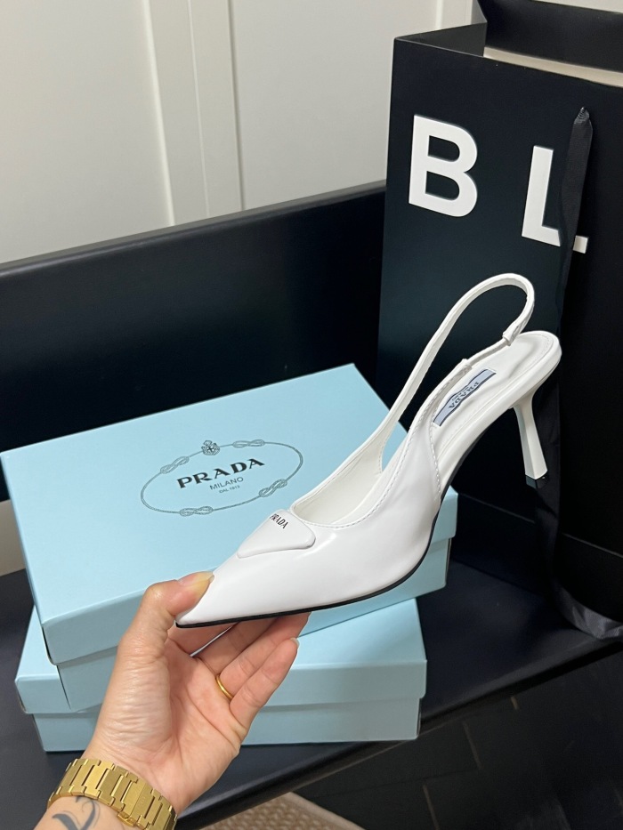 Prada Brushed Leather Slingback Pumps Size 35-41 3-Color