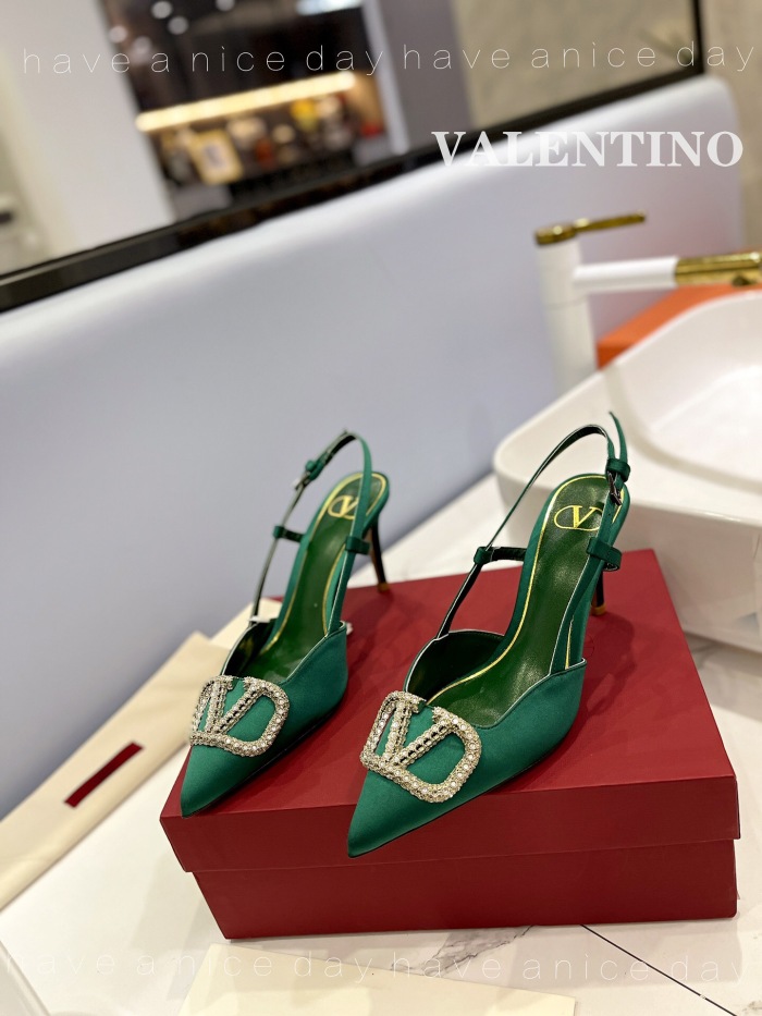 Valentino Vlogo Signature Satin Slingback Pumps Size 35-41 6-Color