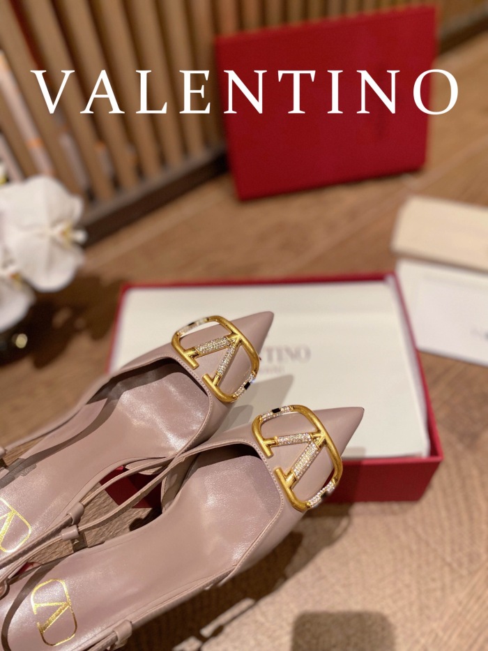 Valentino Vlogo Signature Satin Slingback Pumps Size 35-41 4-Color