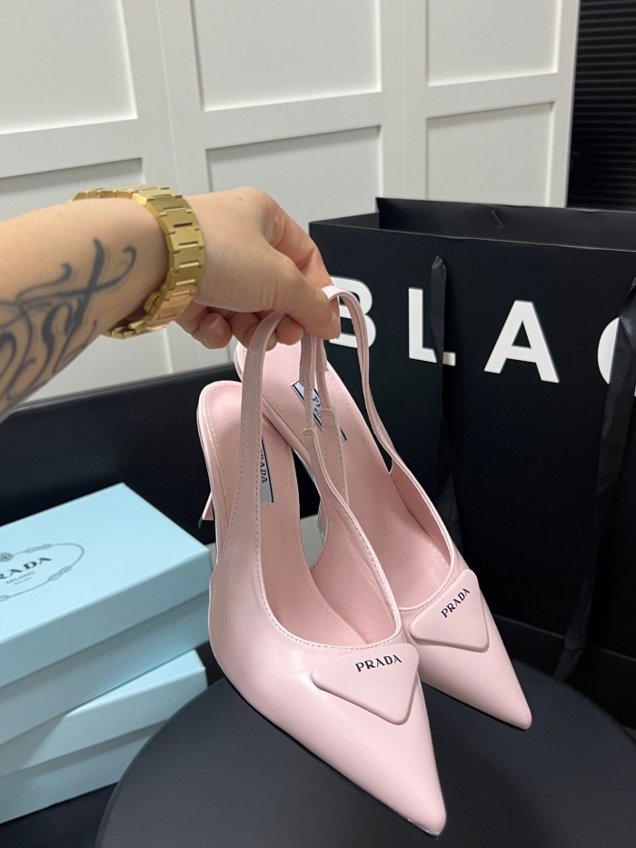 Prada Brushed Leather Slingback Pumps Size 35-41 3-Color