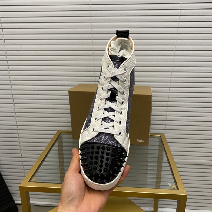 Christian Louboutin Lou Spikes High-Top Sneaker Size 36-46  9-Color