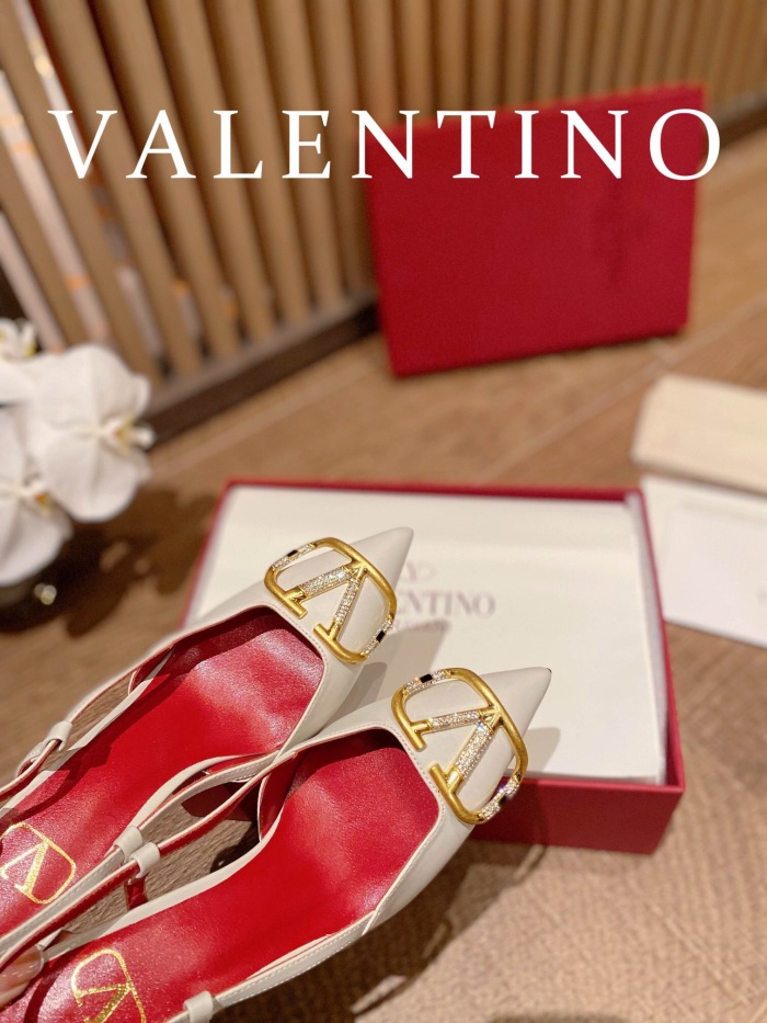 Valentino Vlogo Signature Satin Slingback Pumps Size 35-41 4-Color