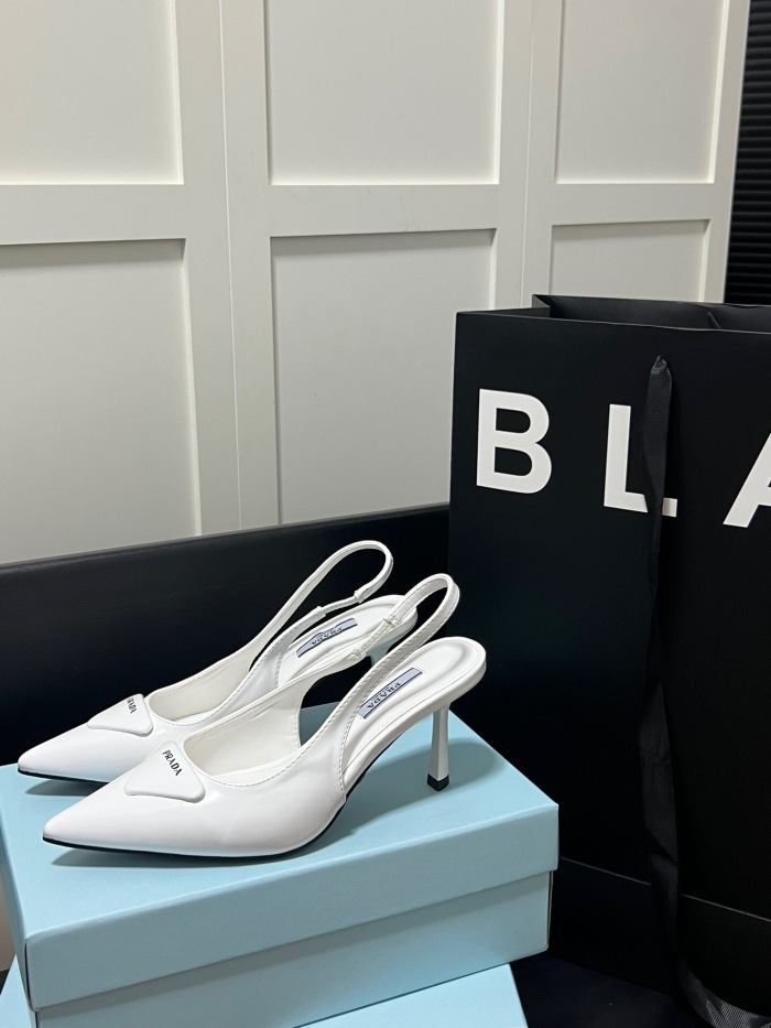 Prada Brushed Leather Slingback Pumps Size 35-41 3-Color