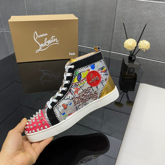 Christian Louboutin Lou Spikes High-Top Sneaker Size 36-46  10-Color