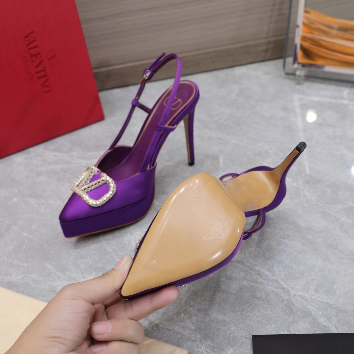 Valentino Vlogo Signature Satin Slingback Platform Size 35-41 5-Color