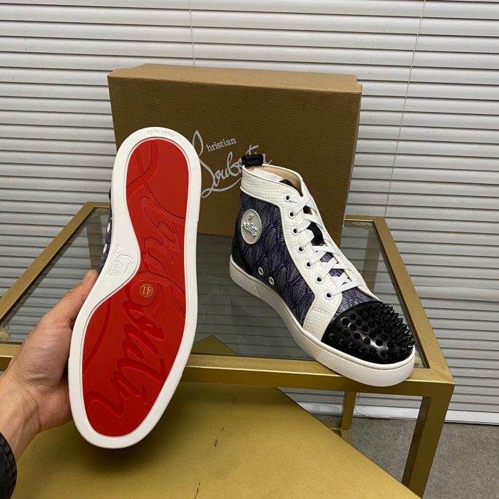 Christian Louboutin Lou Spikes High-Top Sneaker Size 36-46  9-Color
