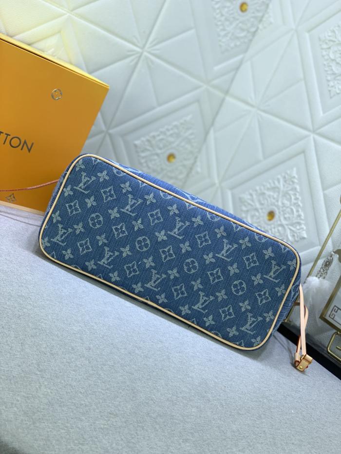 Louis Vuitton M40995 Neverfull Denim Cowboy Shopping Bags Size 32*29*17cm
