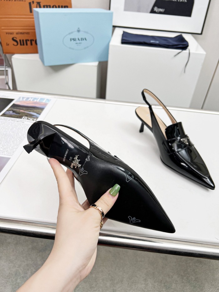 Prada Brushed Leather Slingback Pumps Size 35-41 3-Color