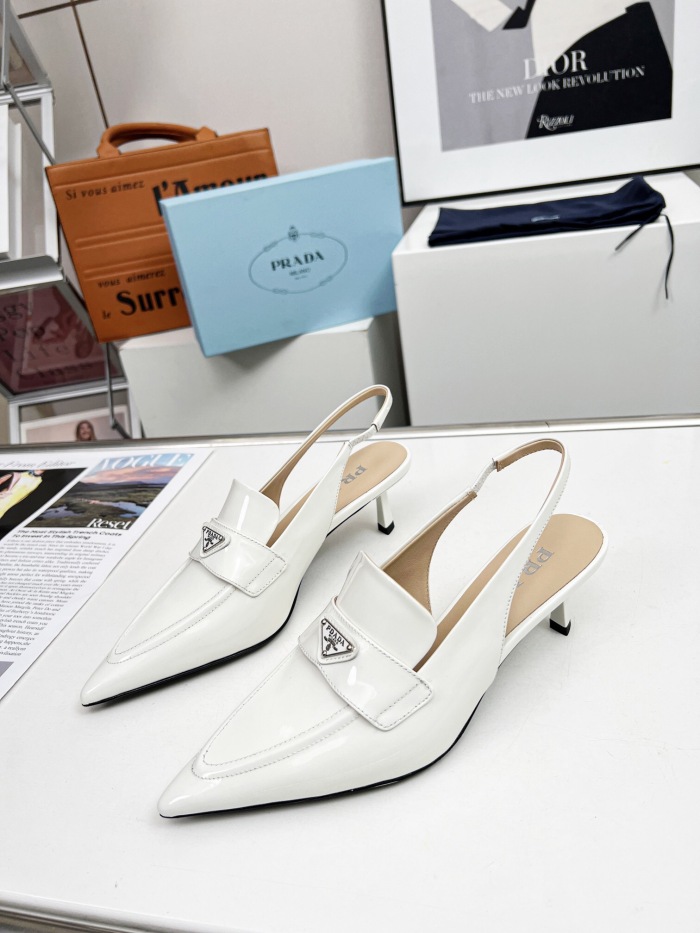 Prada Brushed Leather Slingback Pumps Size 35-41 3-Color