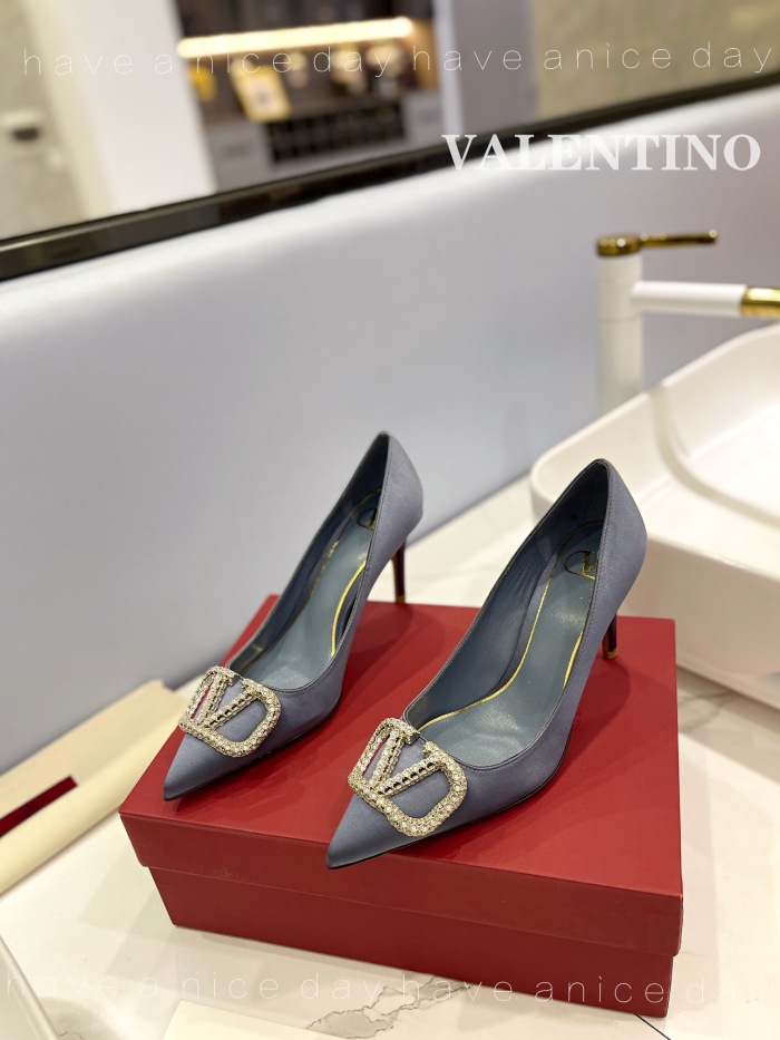 Valentino Vlogo Signature Satin Slingback Pumps Size 35-41 5-Color
