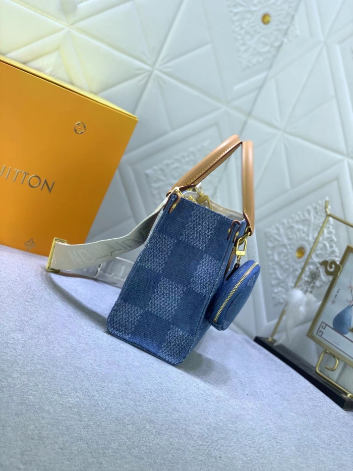 Louis Vuitton Monogram Reverse Giant Toron Denim Cowboy  Women Shopping Bags 25*19*11.5cm