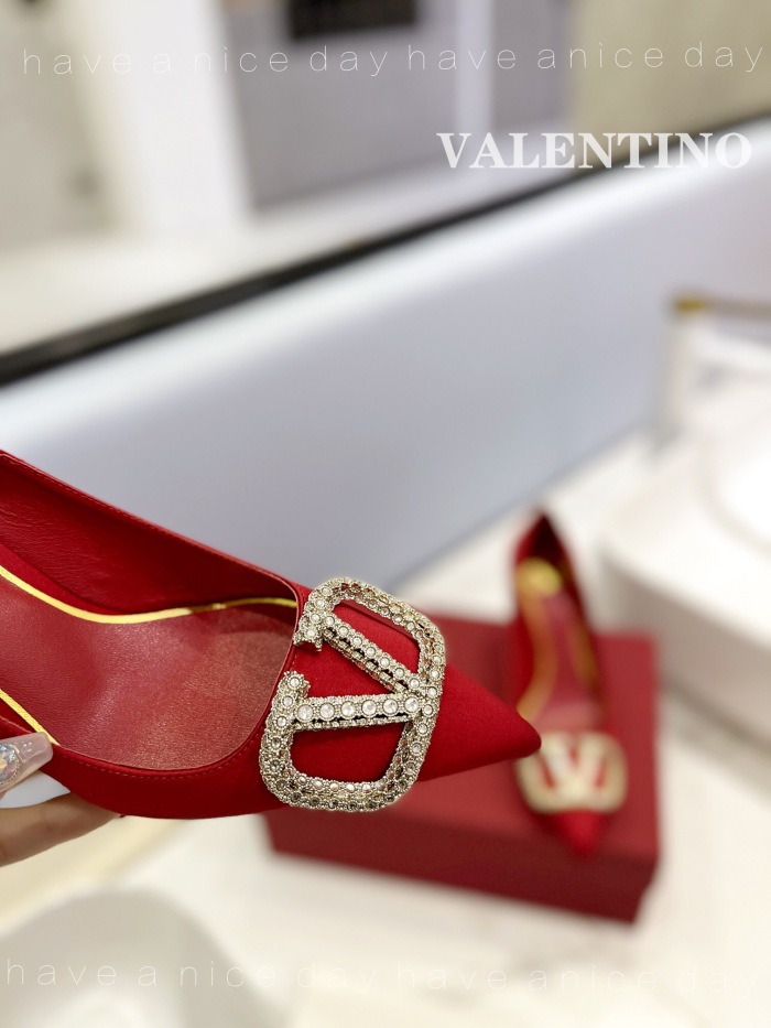 Valentino Vlogo Signature Satin Slingback Pumps Size 35-41 5-Color