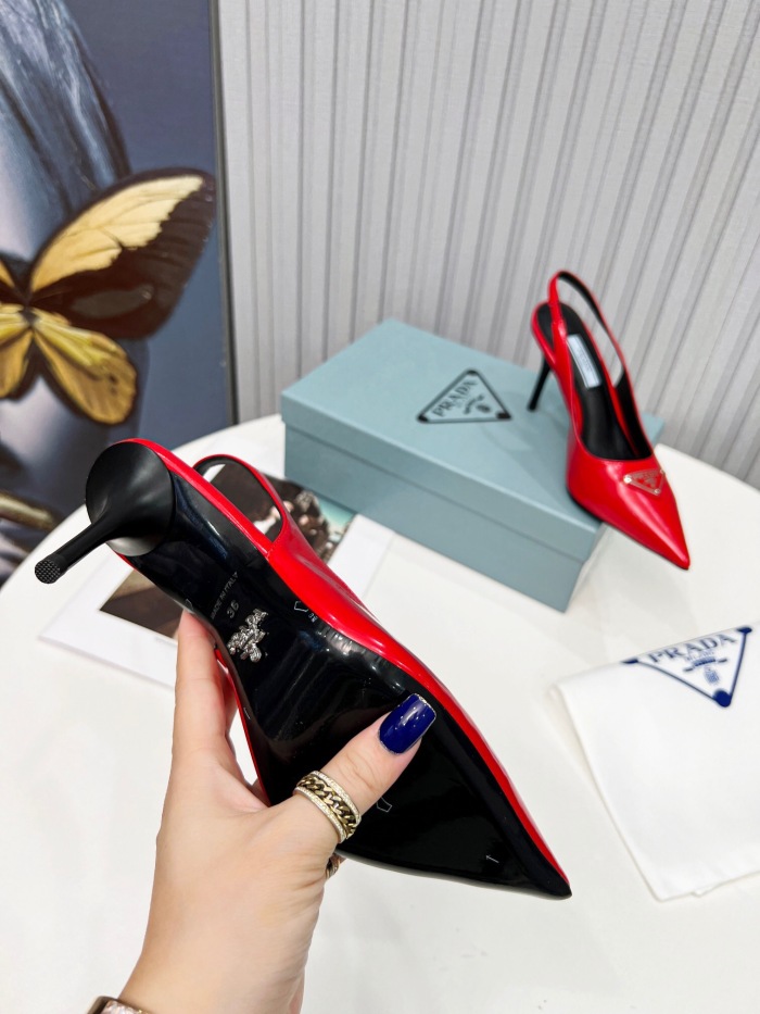 Prada Brushed Leather Slingback Pumps Size 35-41 8-Color
