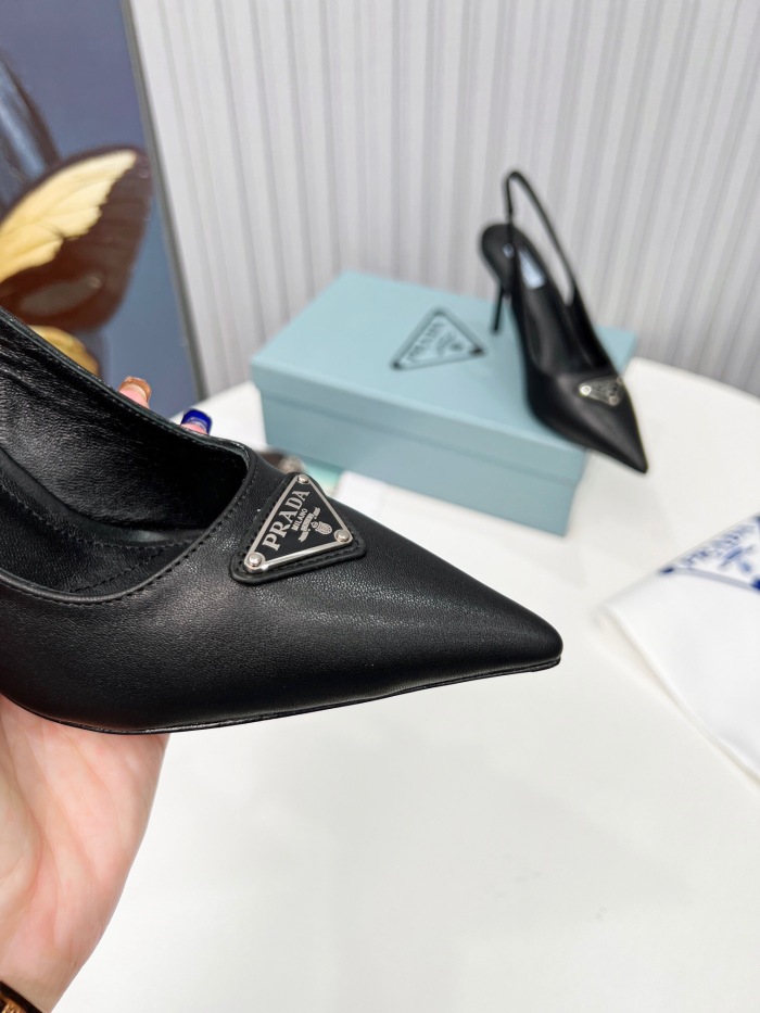Prada Brushed Leather Slingback Pumps Size 35-41 8-Color