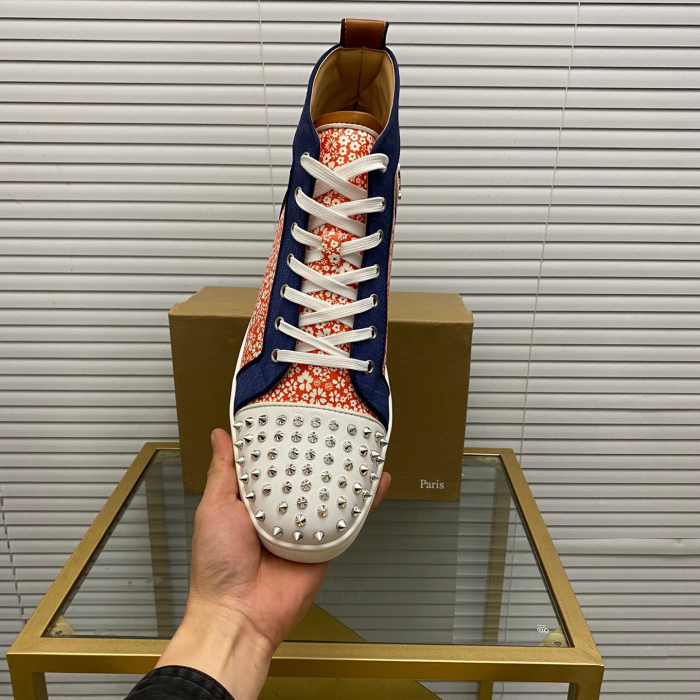 Christian Louboutin Lou Spikes High-Top Sneaker Size 36-46  9-Color