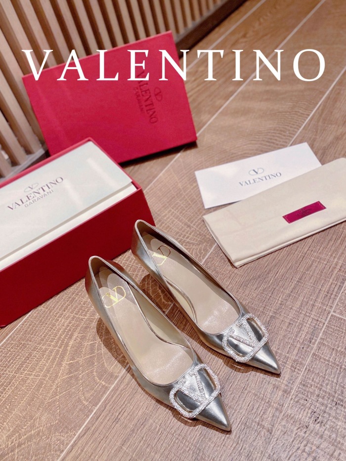 Valentino Vlogo Signature Satin Slingback Pumps Size 35-41 4-Color