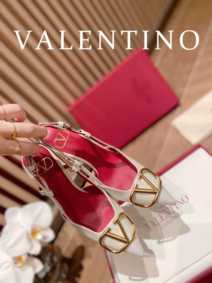Valentino Vlogo Signature Calfskin Slingback Pumps Size 35-41 4-Color