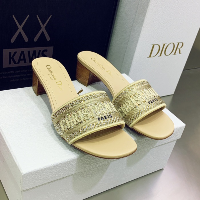 Dior Dway with Diamond Heeled Sandal Pumps Size 35-41 7-Color