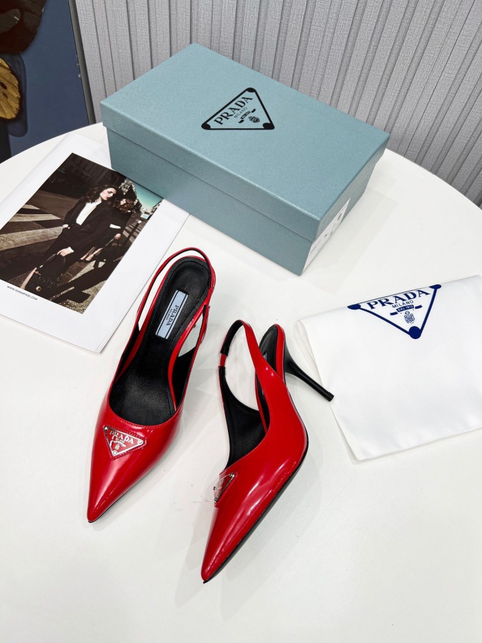 Prada Brushed Leather Slingback Pumps Size 35-41 8-Color