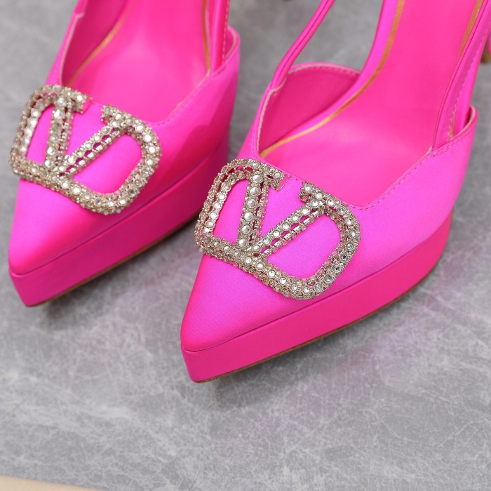 Valentino Vlogo Signature Satin Slingback Platform Size 35-41 5-Color