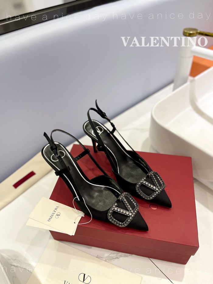 Valentino Vlogo Signature Satin Slingback Pumps Size 35-41 6-Color