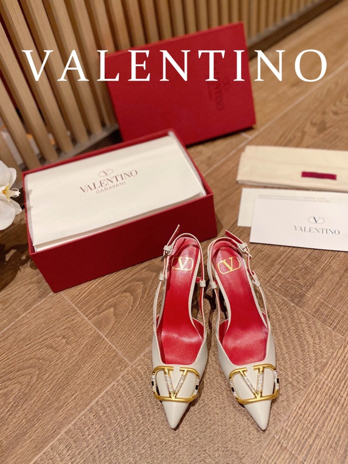 Valentino Vlogo Signature Satin Slingback Pumps Size 35-41 4-Color