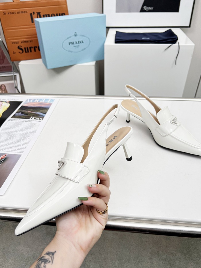Prada Brushed Leather Slingback Pumps Size 35-41 3-Color