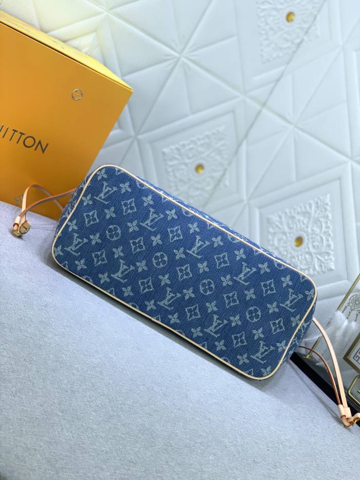 Louis Vuitton M40995 Neverfull Denim Cowboy Shopping Bags Size 32*29*17cm