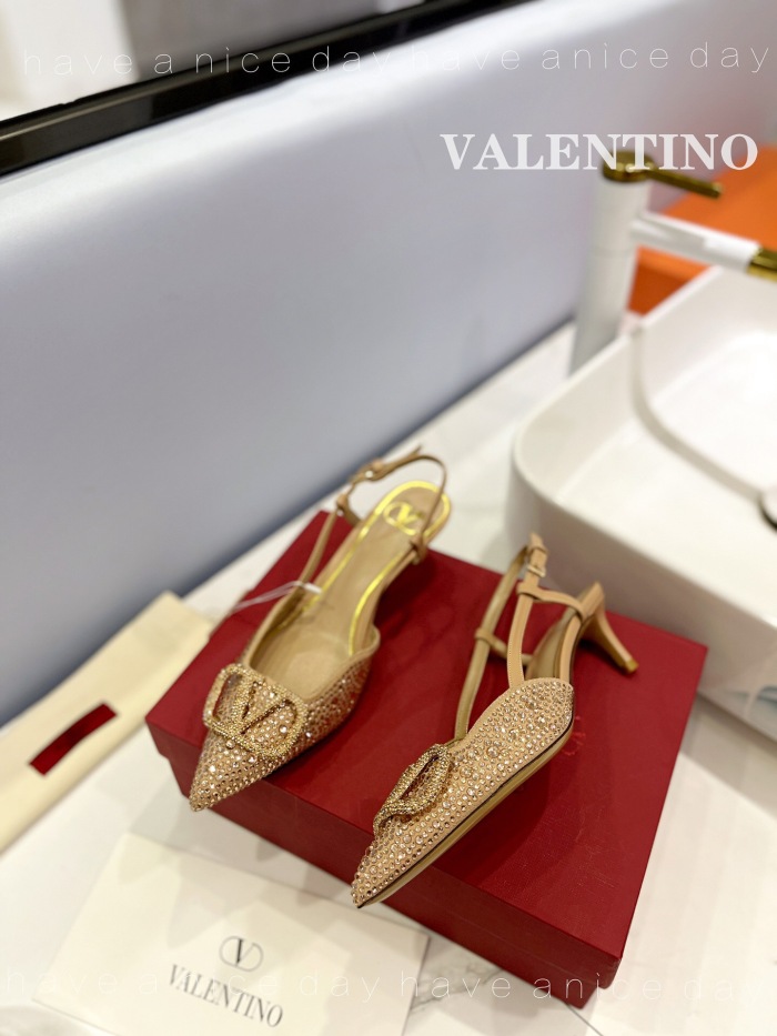 Valentino Vlogo Signature Satin Slingback Pumps Size 35-41 3-Color
