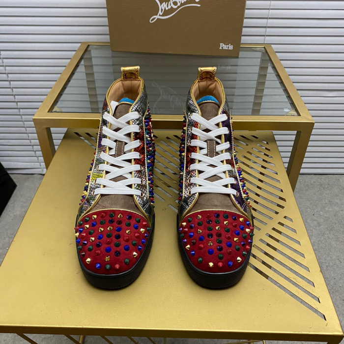 Christian Louboutin Louis Spikes High-Top Sneaker Size 36-46 10-Color