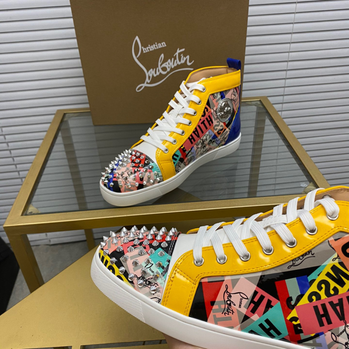 Christian Louboutin Lou Spikes High-Top Sneaker Size 36-46  9-Color