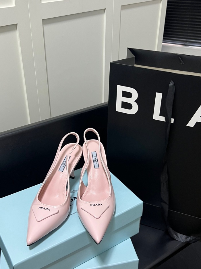 Prada Brushed Leather Slingback Pumps Size 35-41 3-Color
