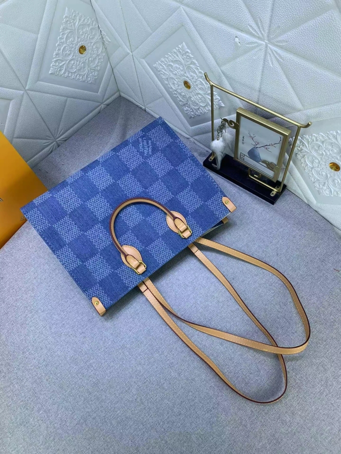 Louis Vuitton Monogram Onthego Denim Cowboy Women Shopping Bags 35*27*14cm
